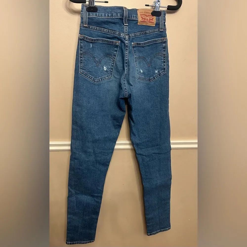 Levis Levi’s Wedgie Skinny Pacific Waves High Rise Button Fly Jeans Size 24 - Picture 2 of 9